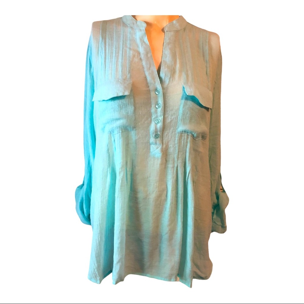 Zac & Rachel Light Aqua Blue Long Sleeve Tunic